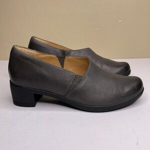 DANSKO Leather Comfort Shoe Gray CAMDYN Cushioned Insole Burnished Toe Slide-On